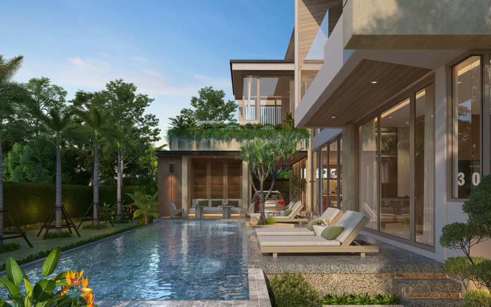 Zenithy La Ville Tropical Collection pool villa in light tones